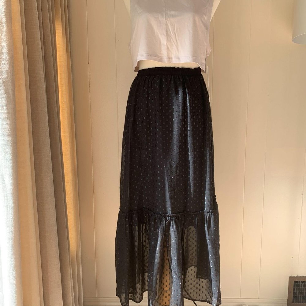 NWT Chiffon Black Long Skirt Sz XS - Picture 6 of 6